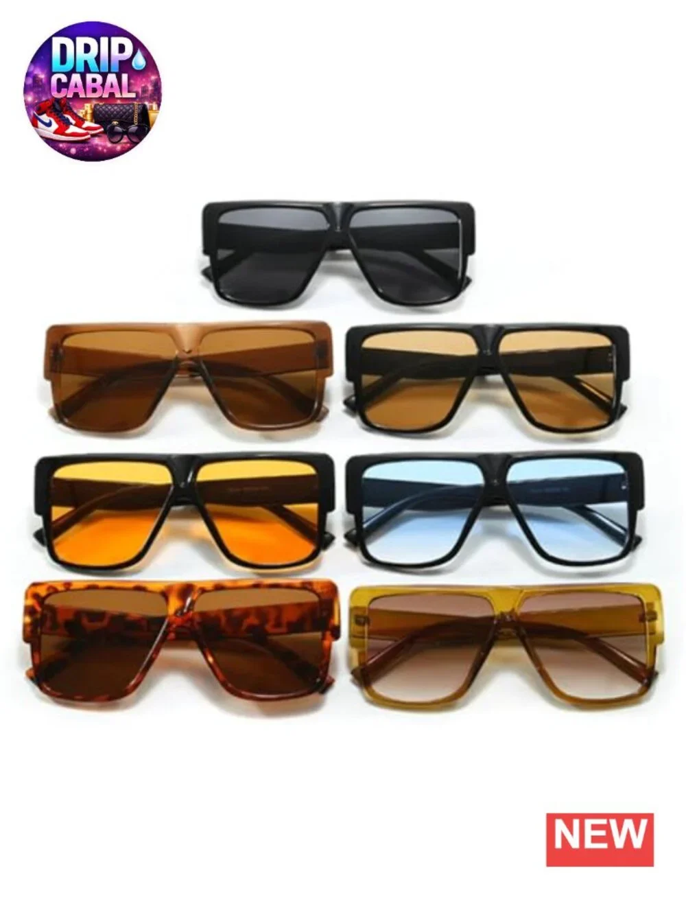 Oversized Square Sunglasses for Women Men - Retro Flat Top Shield Frame UV